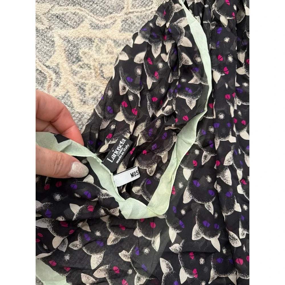 Vintage Moschino Larioseta Silk Scarf Black Cats Pink Purple Eyes